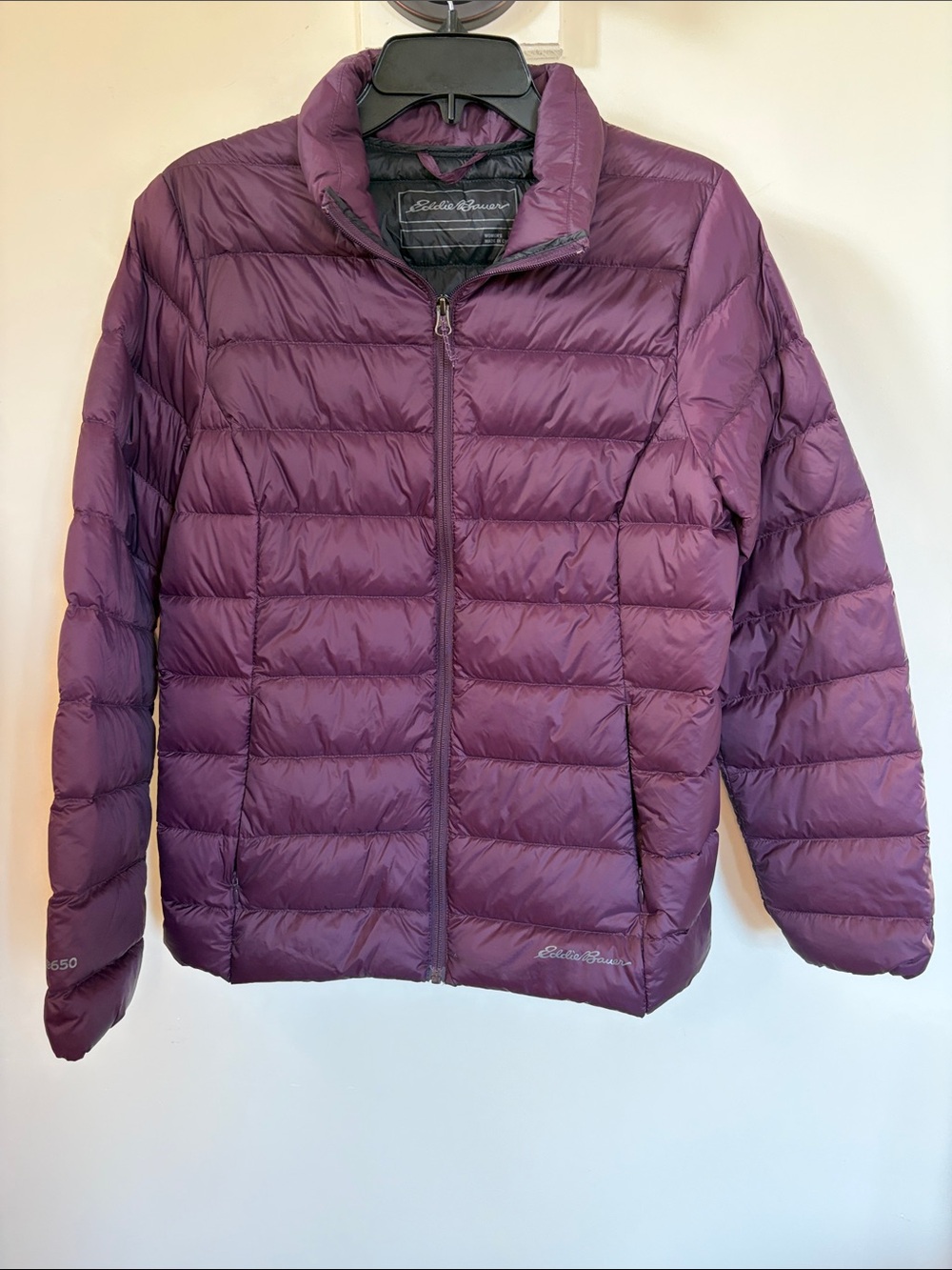 Eddie Bauer 650 Down Puffer Jacket Women Medium Purple Packable Lightweight